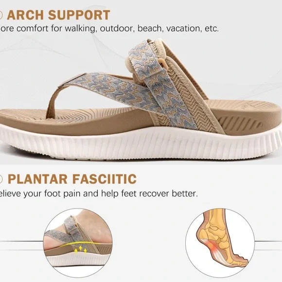 Stylish Beige and Brown Chevron Sandals - Picture 3 of 6